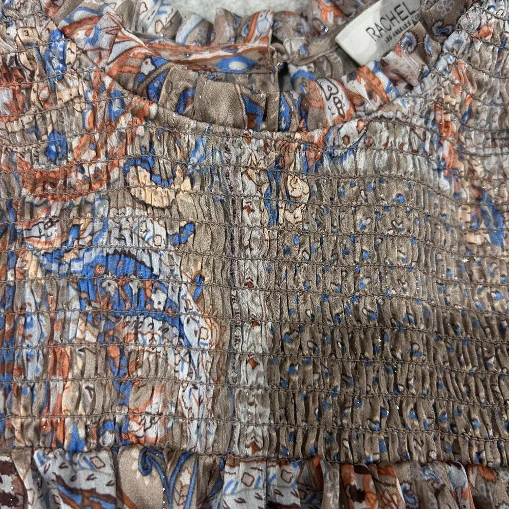 Rachel‎ Zoe Sleeveless Paisley Blouse Women’s Small Boho Smocked Top - Picture 4 of 6